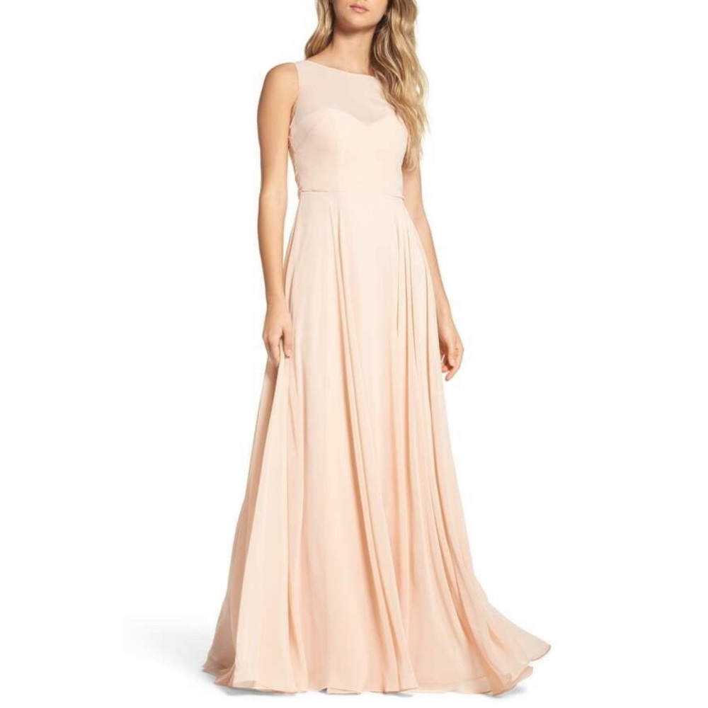 NEW Jenny Yoo Elizabeth Illusion Neck Chiffon Gown Size 0